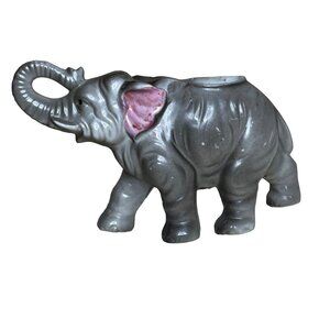 Vintage Japanese Ceramic Elephant Figurine Planter Gray